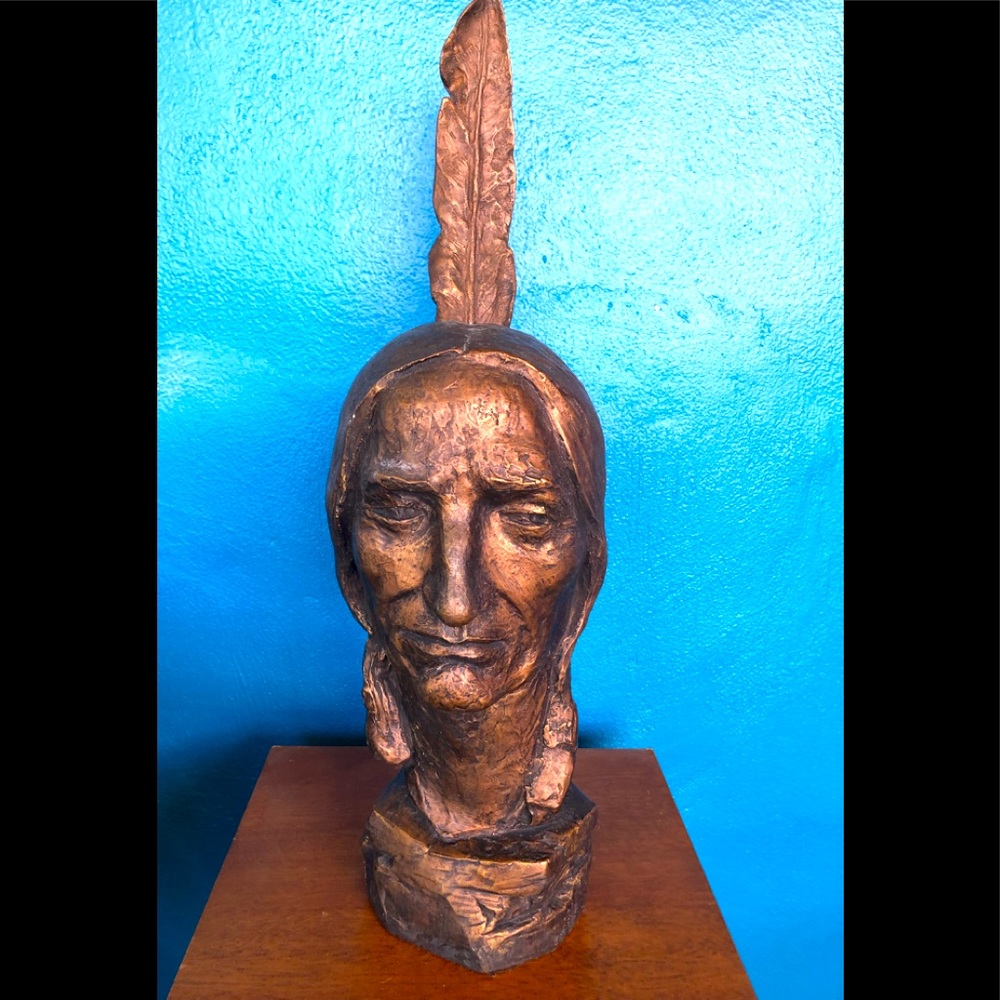Bronzed ceramic Native American bust